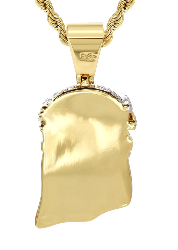 Mens Gold Plated Rope Chain & Jesus Piece Chain | Appx. 21.8 Grams