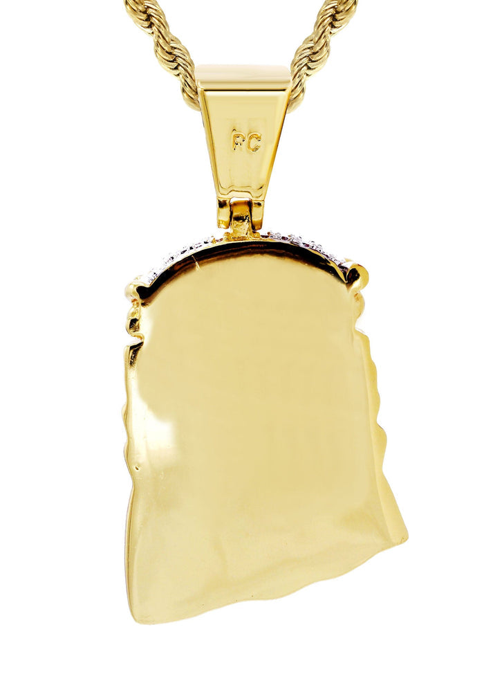 Mens Gold Plated Rope Chain & Jesus Piece Chain | Appx. 22.7 Grams