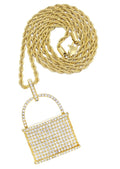 Mens Gold Plated Rope Chain & Lock Pendant | Appx. 18.7 Grams