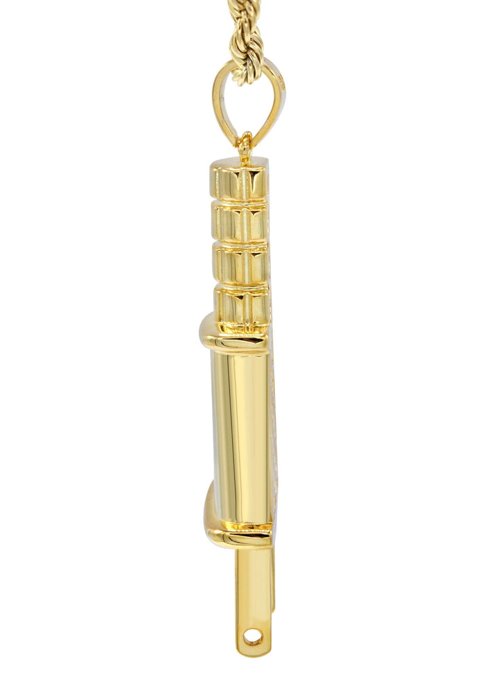 Mens Gold Plated Rope Chain & Plug Pendant | Appx. 23.4 Grams