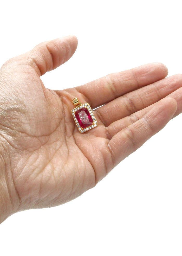Mens Gold Plated Ruby Pendant | 6 Grams
