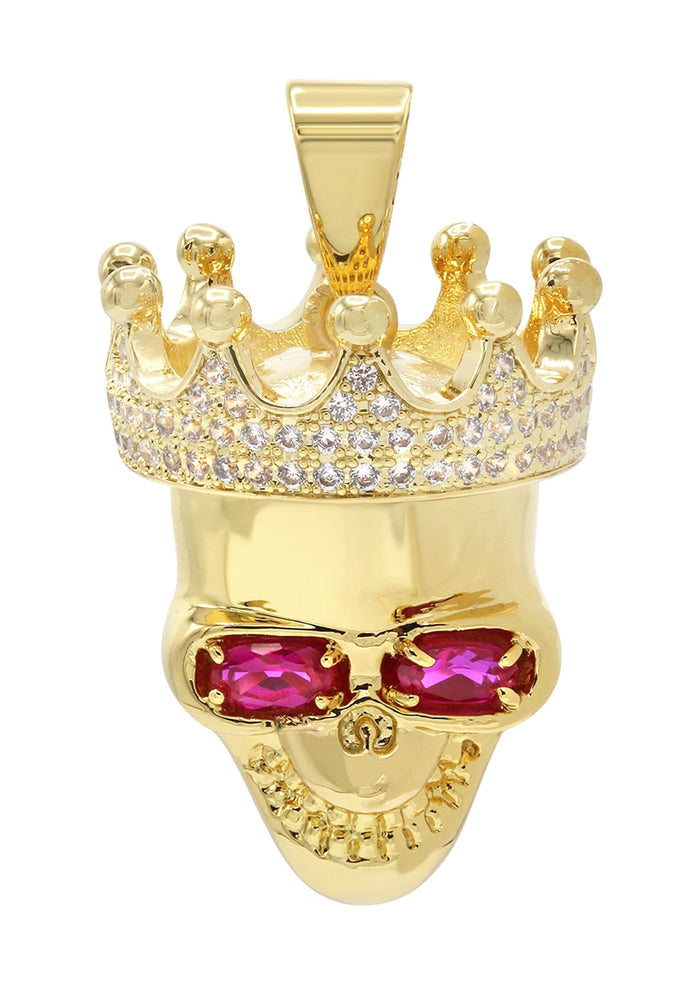 Mens Gold Plated Skull Pendant | 13 Grams