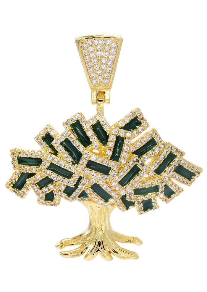 Mens Gold Plated Tree Pendant | 9 Grams