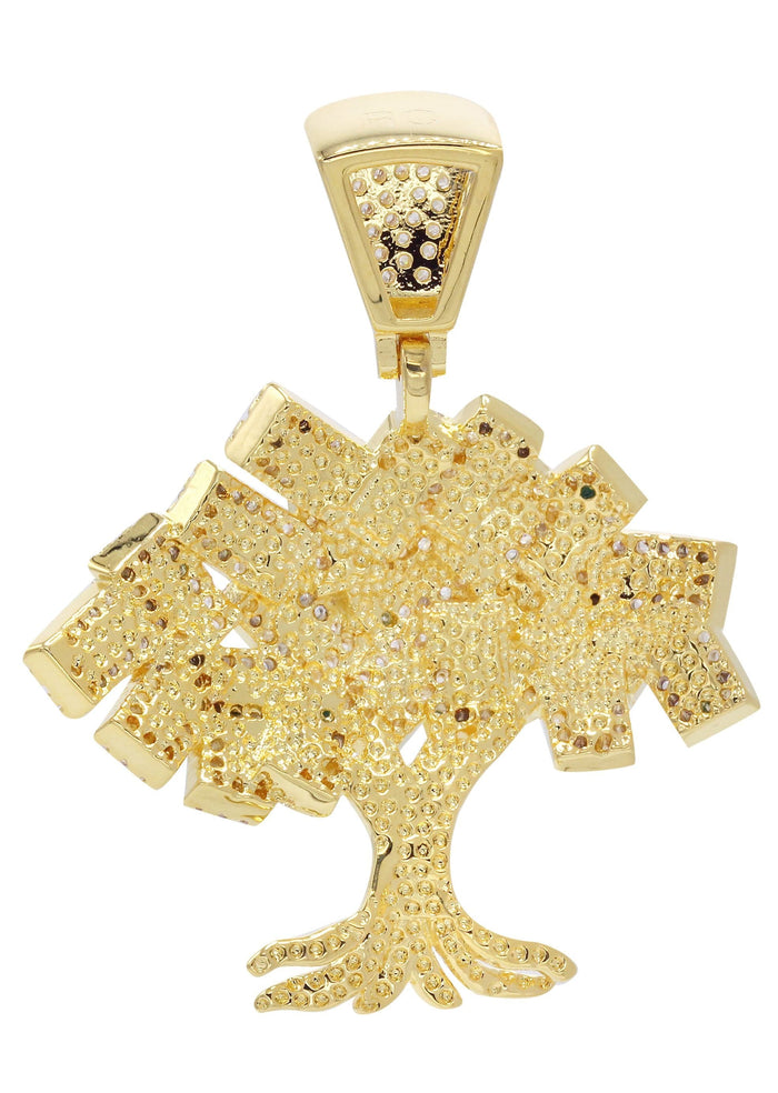 Mens Gold Plated Tree Pendant | 9 Grams