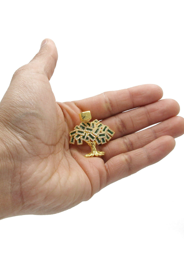 Mens Gold Plated Tree Pendant | 9 Grams