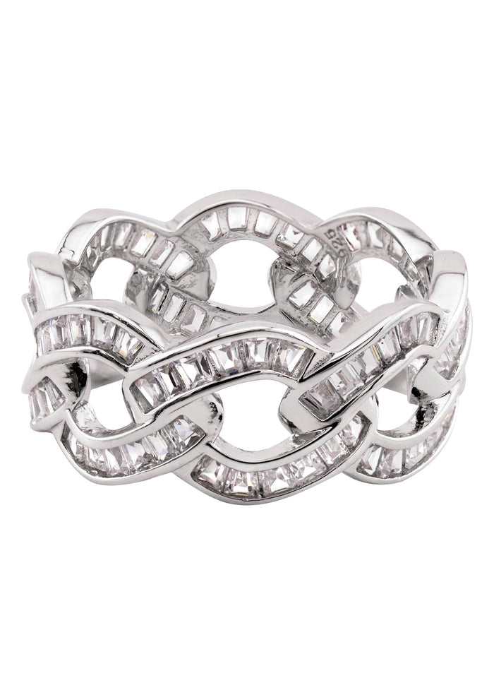Mens Silver Baguette Cuban Ring | Appx 5.5 Grams