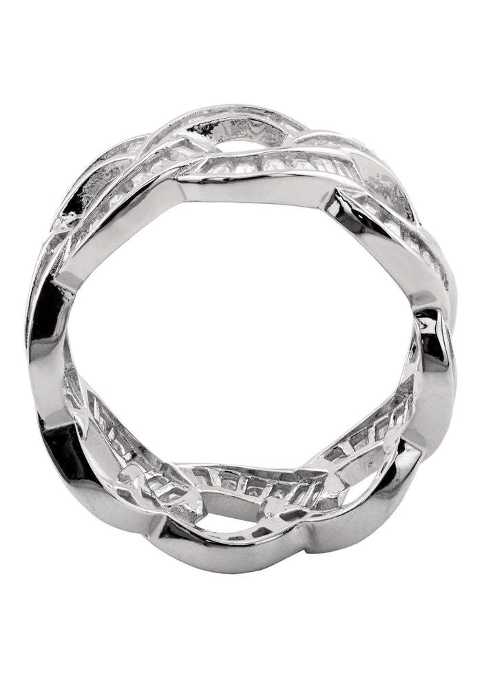 Mens Silver Baguette Cuban Ring | Appx 5.5 Grams
