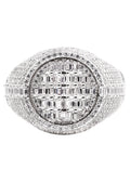 Mens Silver Baguette & Round Signet Ring | Appx 8.5 Grams