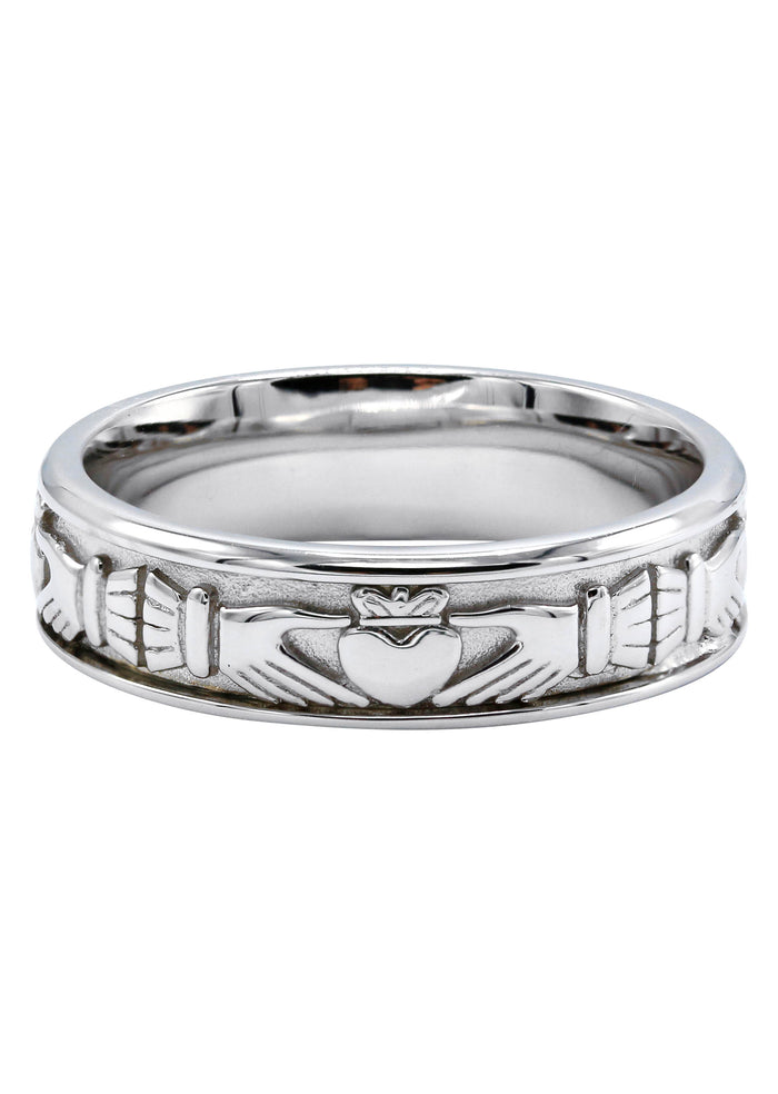 Mens Silver Crown Heart Wedding Band | Appx 7.7 Grams