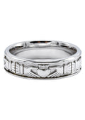 Mens Silver Crown Heart Wedding Band | Appx 7.7 Grams
