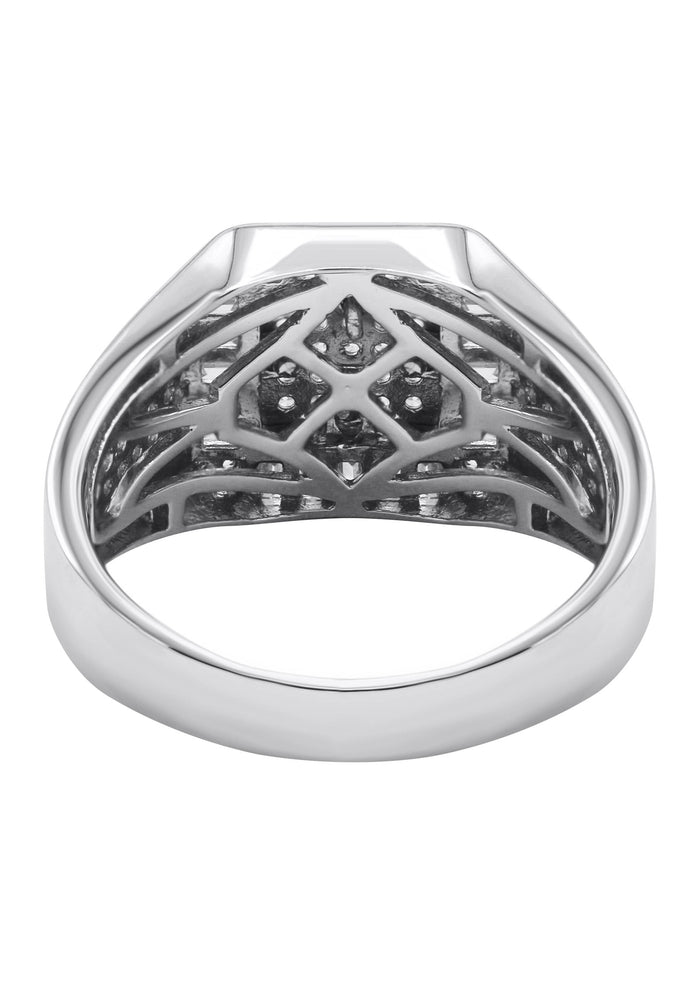 Mens Silver CZ  Baguette Signet Ring | Appx 5.5 Grams