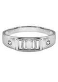 Mens Silver CZ Baguette Wedding Band | Appx 2.5 Grams