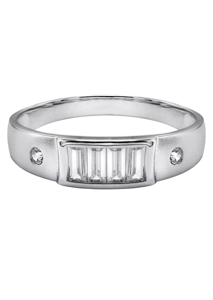 Mens Silver CZ Baguette Wedding Band | Appx 2.5 Grams