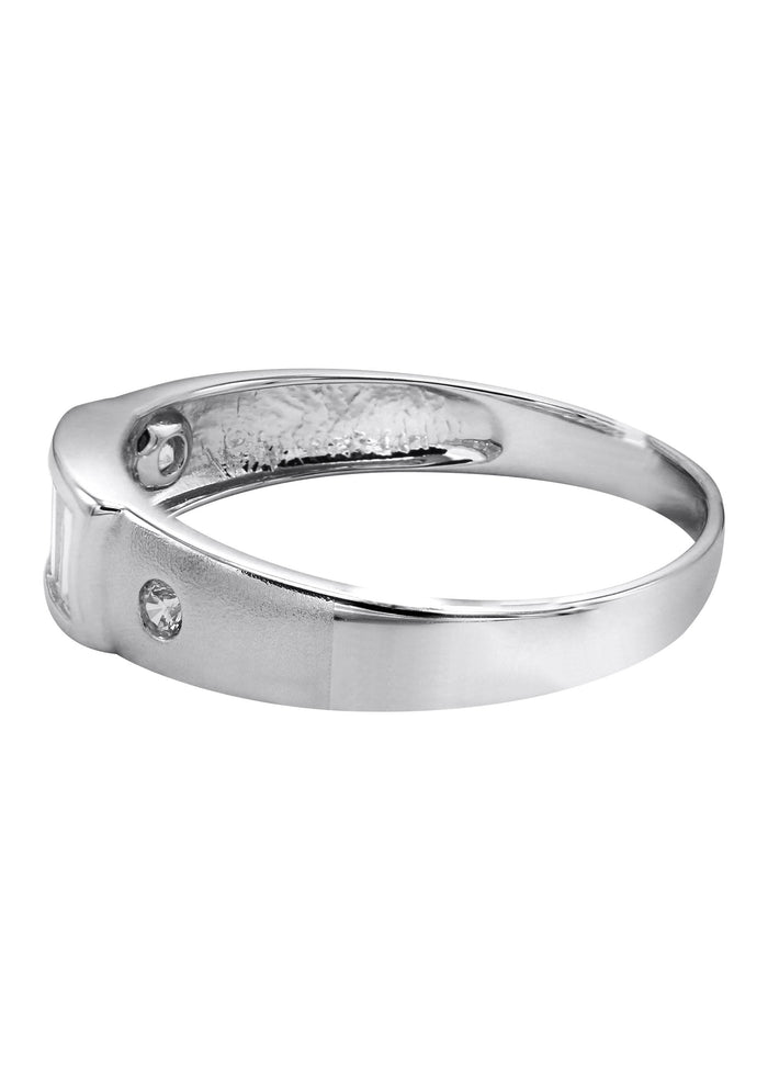 Mens Silver CZ Baguette Wedding Band | Appx 2.5 Grams
