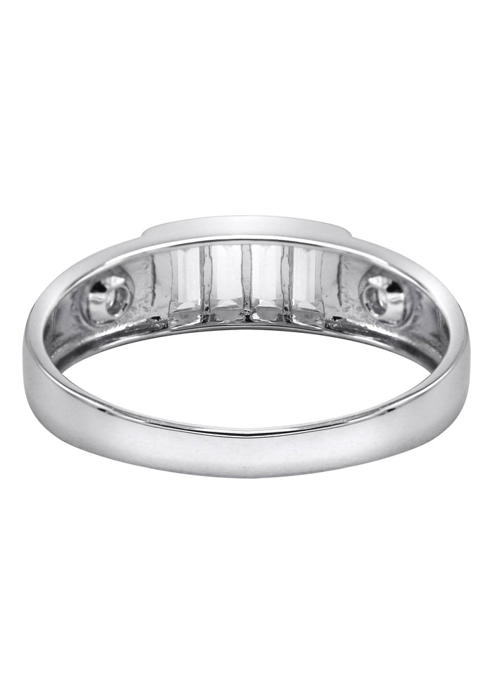 Mens Silver CZ Baguette Wedding Band | Appx 2.5 Grams