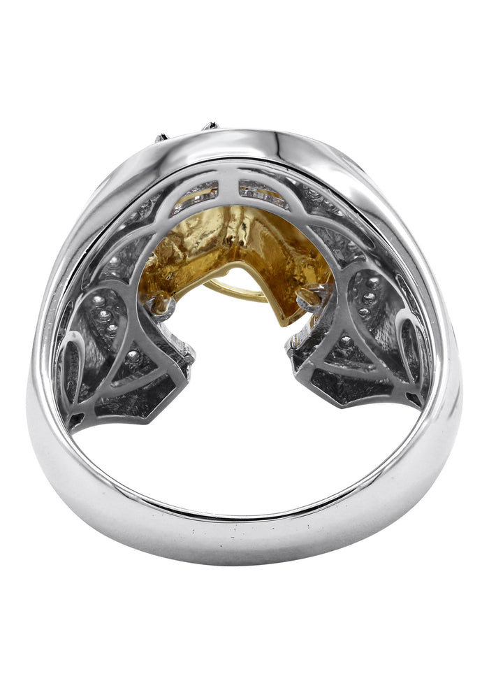 Mens Silver CZ Gold Horseshoe Ring | Appx 8.6 Grams