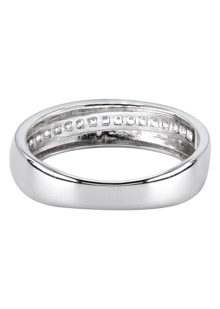 Mens Silver CZ Gold Wedding Band | Appx 3.8 Grams