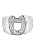 Mens Silver CZ Horseshoe Ring | Appx 6.4 Grams