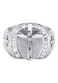 Mens Silver CZ Jesus Ring | Appx 7.6 Grams