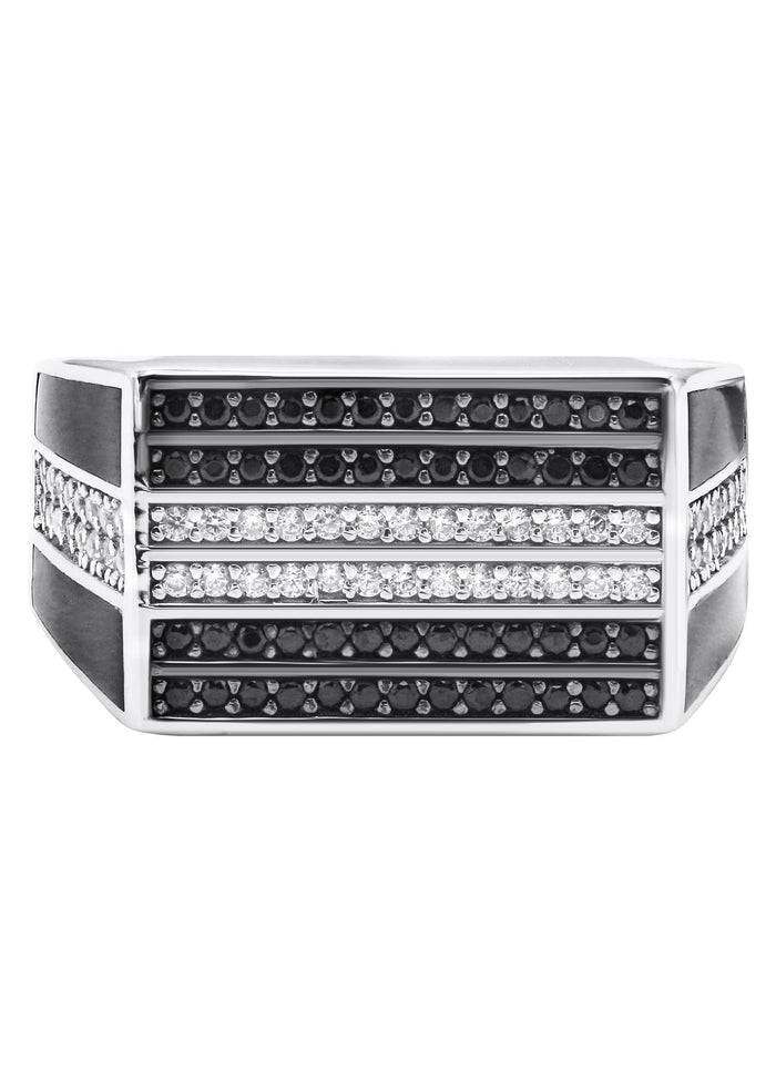 Mens Silver CZ Onyx Ring | Appx 6.6 Grams