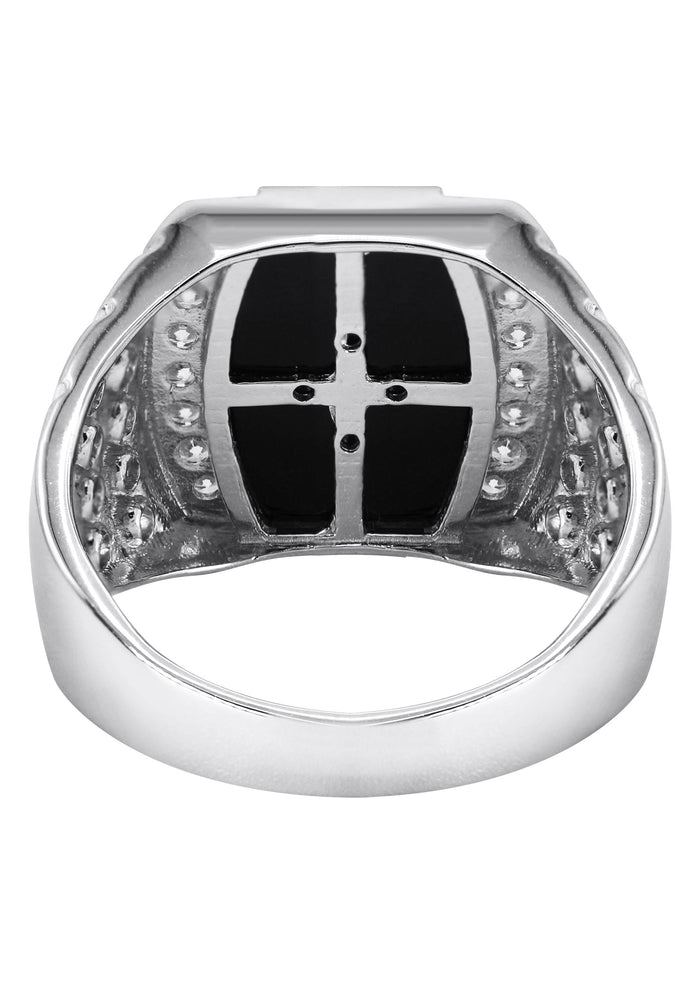 Mens Silver CZ Onyx Ring | Appx 6.7 Grams