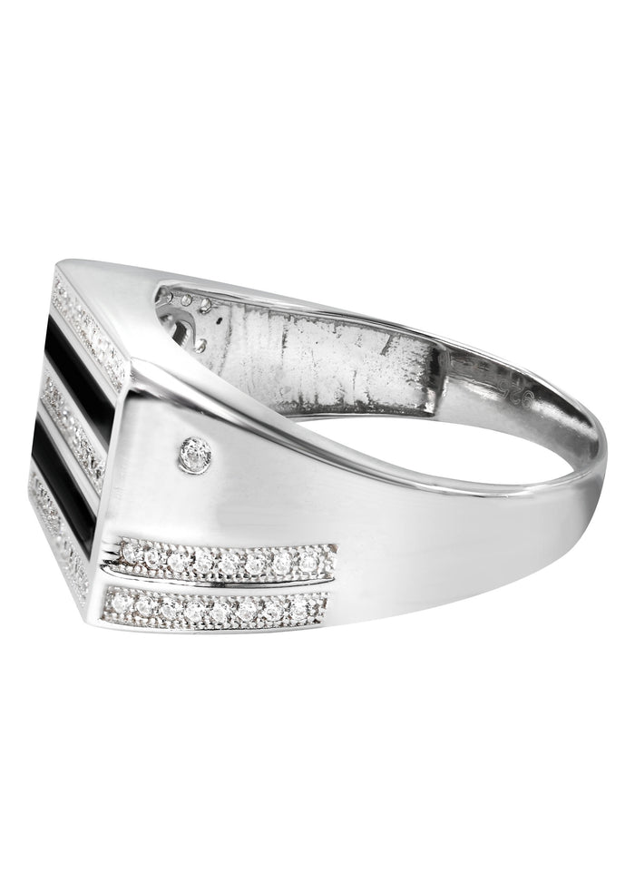 Mens Silver CZ Onyx Ring | Appx 7 Grams