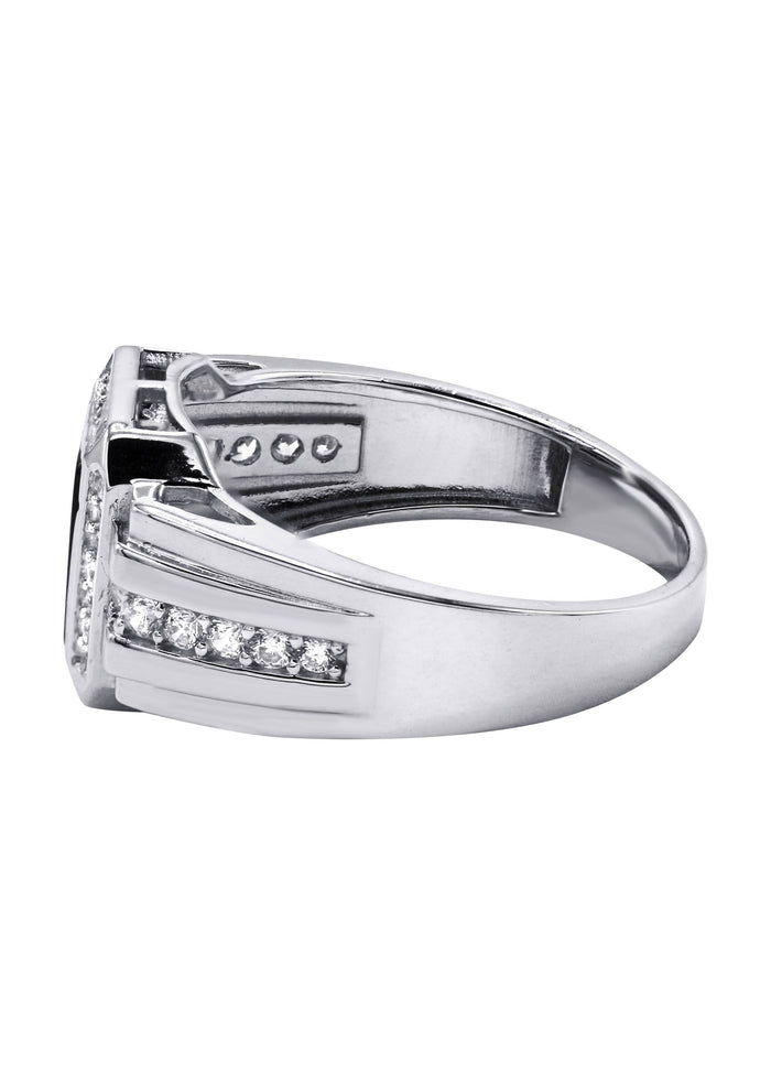 Mens Silver CZ Onyx Ring | Appx 7.6 Grams