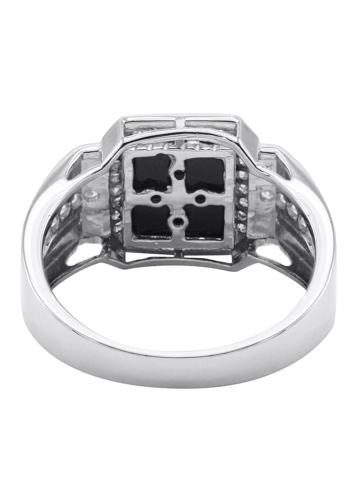 Mens Silver CZ Onyx Ring | Appx 7.6 Grams