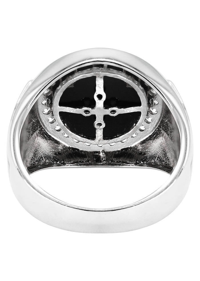 Mens Silver CZ Onyx Signet Ring | Appx 7.7 Grams
