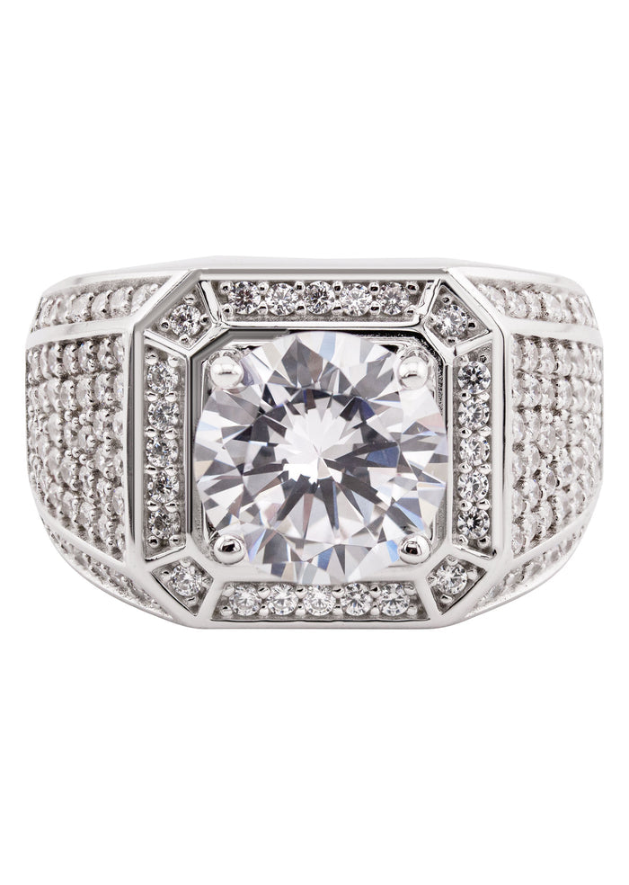 Mens Silver CZ Pinky Ring | Appx 10 Grams