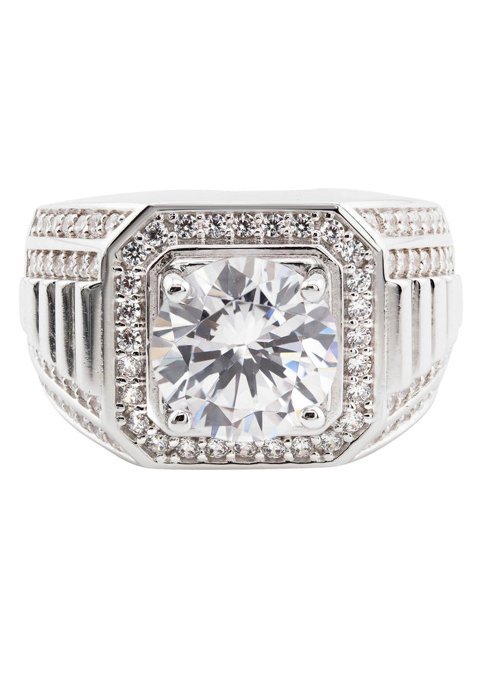 Mens Silver CZ Pinky Ring | Appx 10 Grams