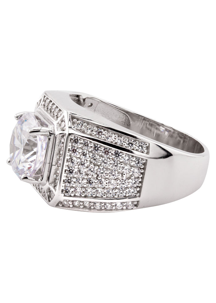 Mens Silver CZ Pinky Ring | Appx 10 Grams