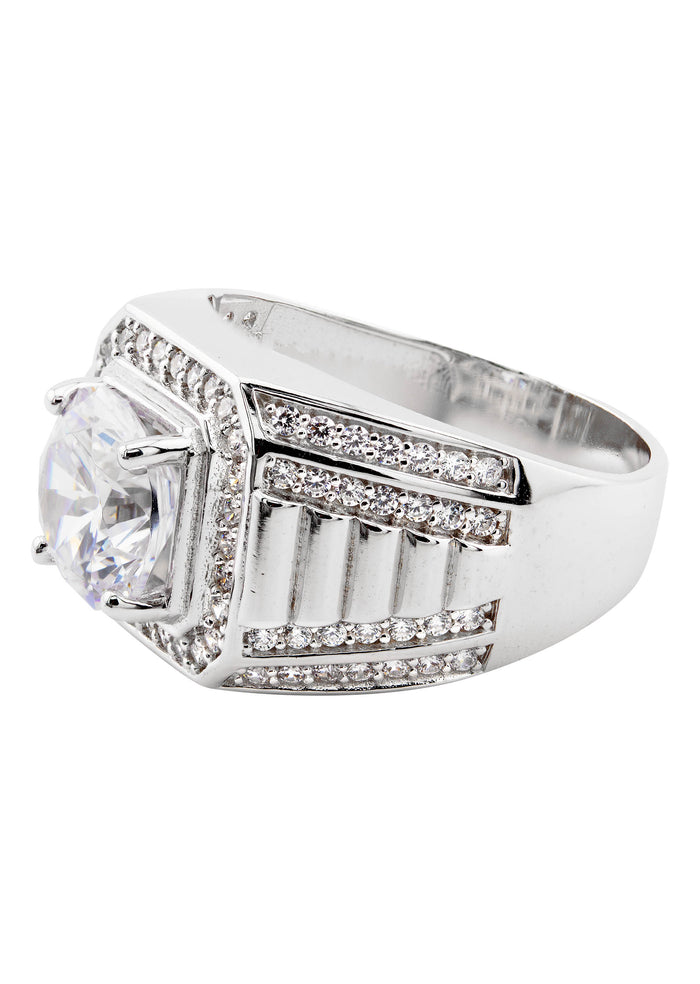 Mens Silver CZ Pinky Ring | Appx 10 Grams