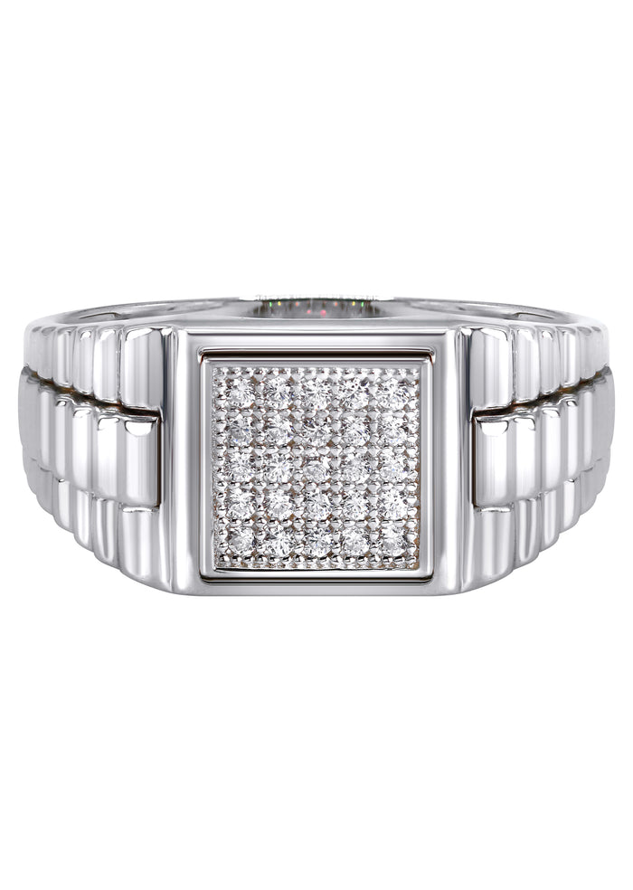 Mens Silver CZ Pinky Ring | Appx 5.2 Grams