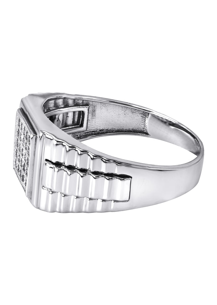 Mens Silver CZ Pinky Ring | Appx 5.2 Grams