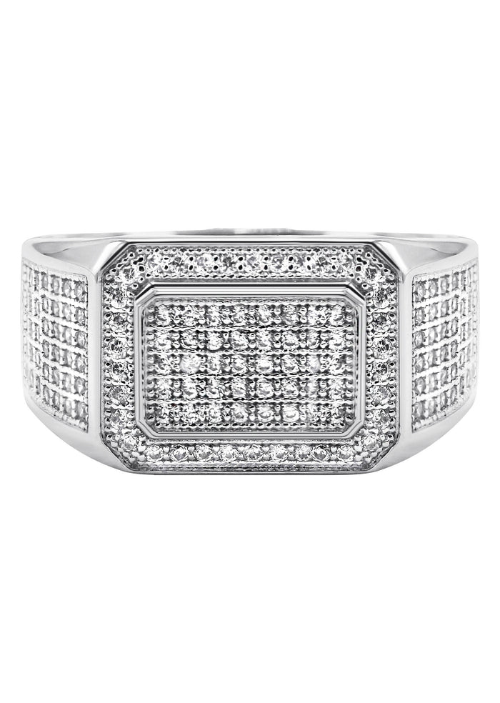 Mens Silver CZ Signet Ring | Appx 6.4 Grams