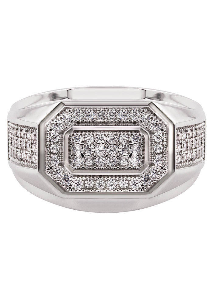 Mens Silver CZ Signet Ring | Appx 6.4 Grams