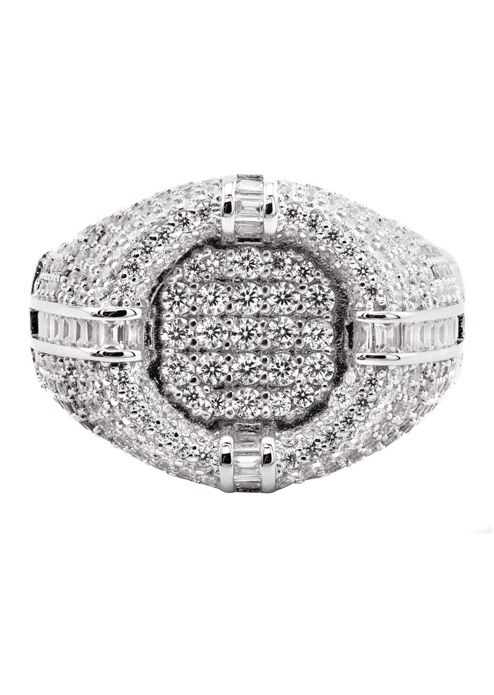 Mens Silver CZ Signet Ring | Appx 8.3 Grams