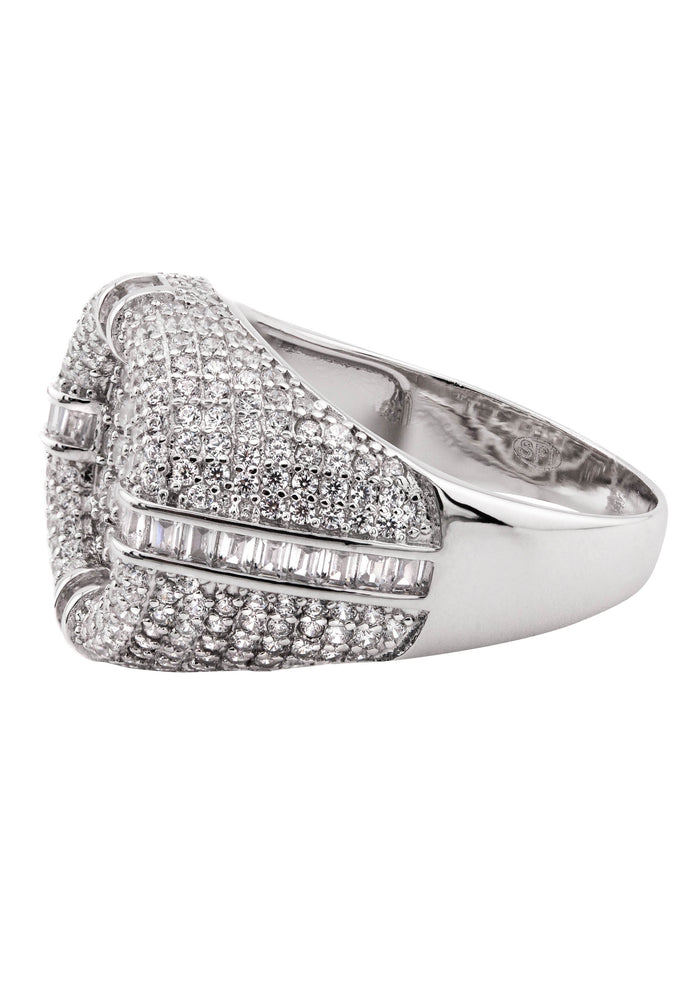 Mens Silver CZ Signet Ring | Appx 8.3 Grams