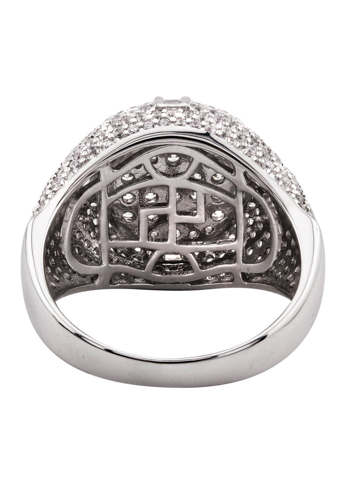 Mens Silver CZ Signet Ring | Appx 8.3 Grams