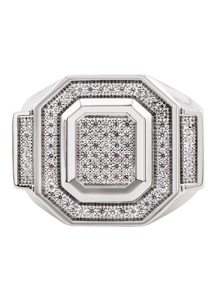 Mens Silver CZ Signet Ring | Appx 8.6 Grams
