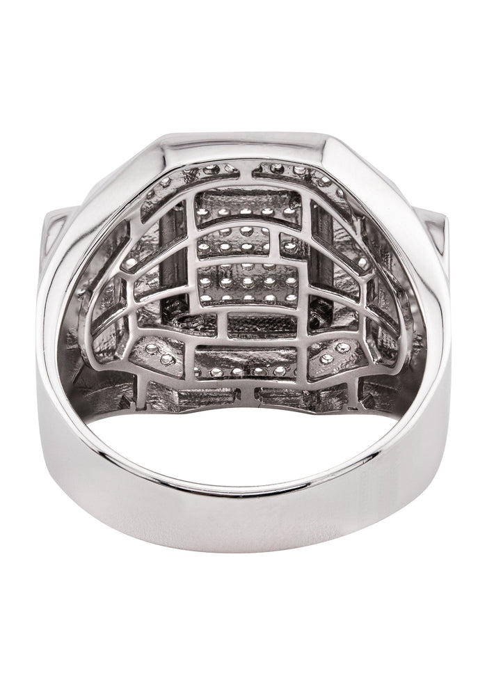 Mens Silver CZ Signet Ring | Appx 8.6 Grams