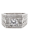 Mens Silver CZ Signet Ring | Appx 9 Grams