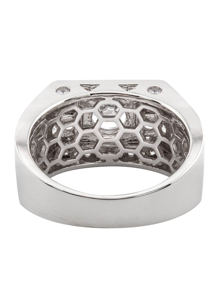 Mens Silver CZ Signet Ring | Appx 9 Grams