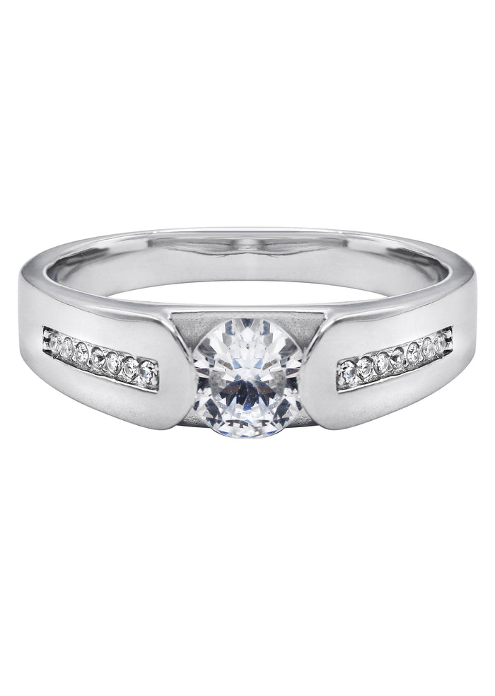 Mens Silver CZ Stud Wedding Band | Appx 5 Grams