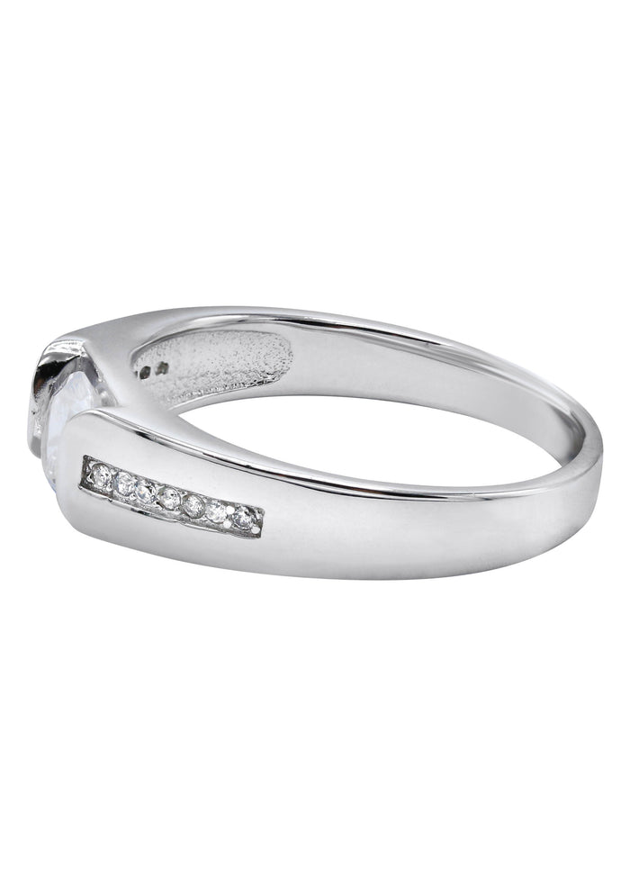 Mens Silver CZ Stud Wedding Band | Appx 5 Grams