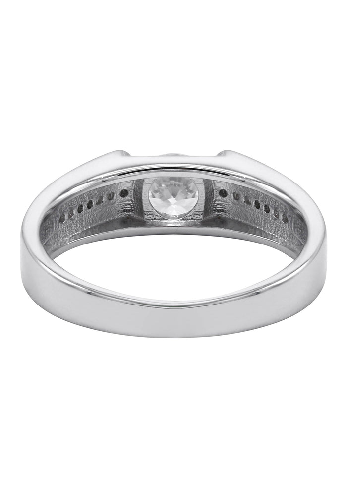 Mens Silver CZ Stud Wedding Band | Appx 5 Grams