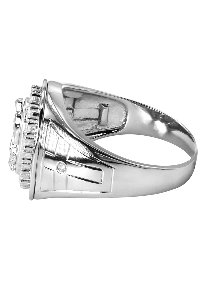 Mens Silver CZ Virgin Mary Ring | Appx 6.3 Grams