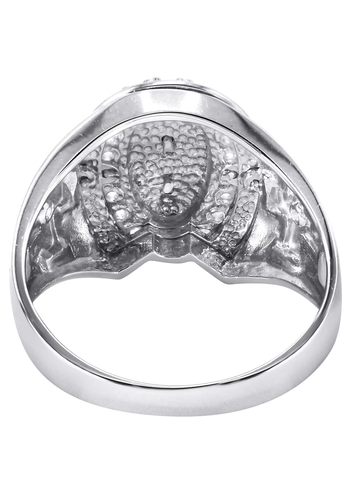 Mens Silver CZ Virgin Mary Ring | Appx 6.3 Grams