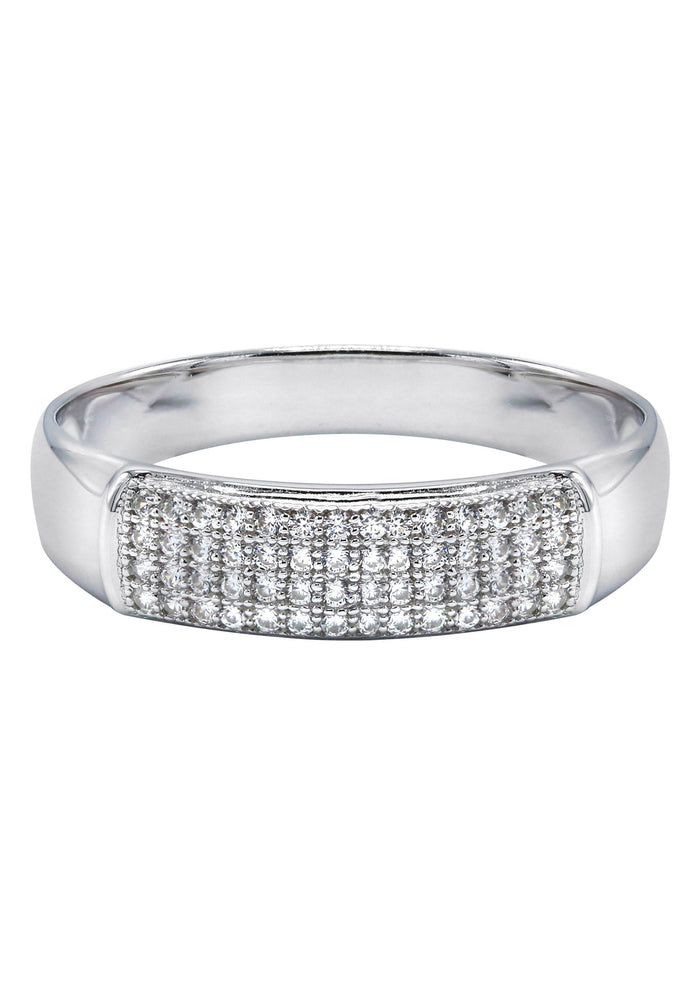 Mens Silver CZ Wedding Band | Appx 2.4 Grams